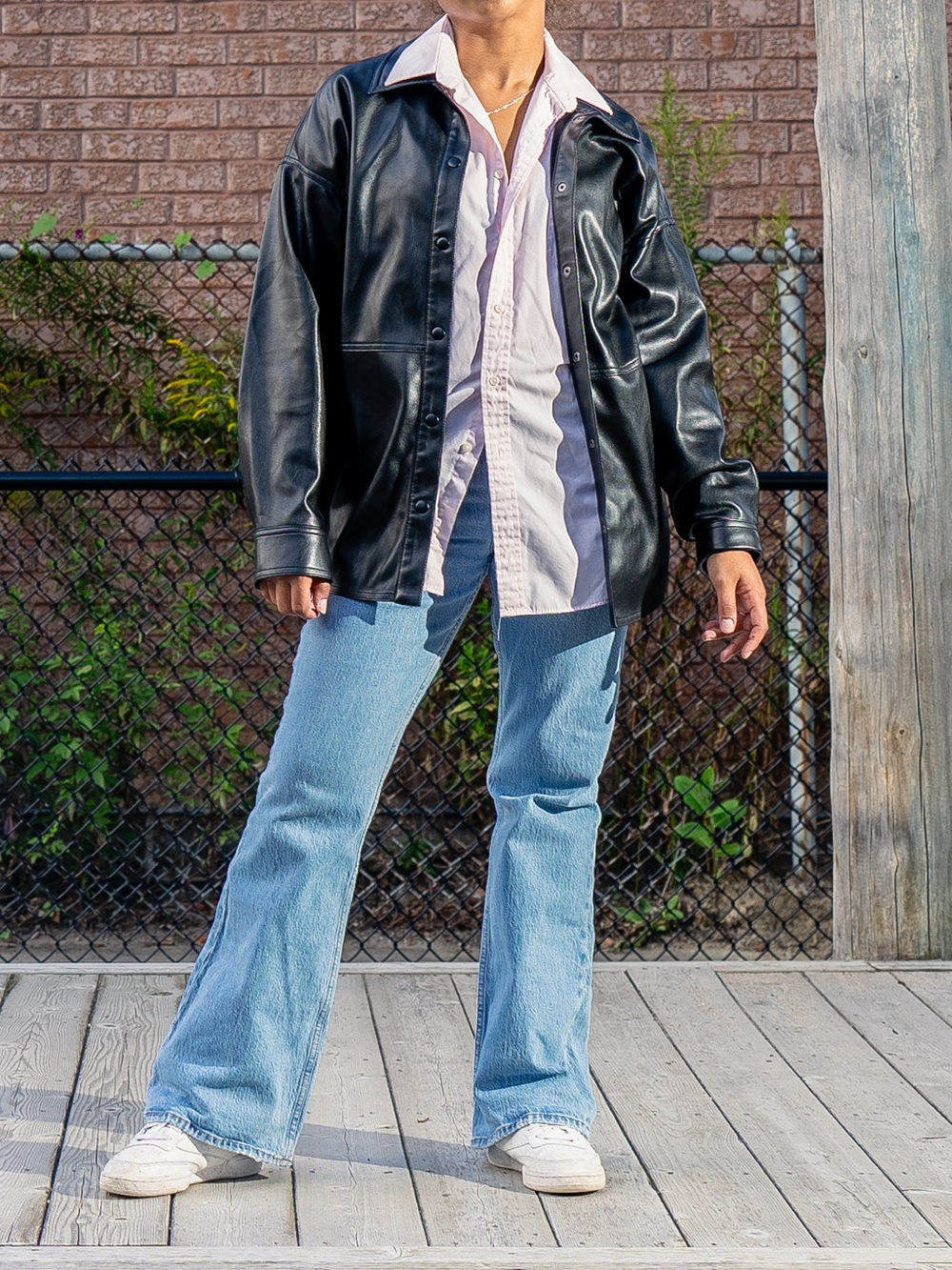 Dynamite Black Faux Leather Snap-Front Jacket
